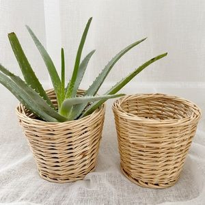 Set of 2 Vintage Wicker Planters